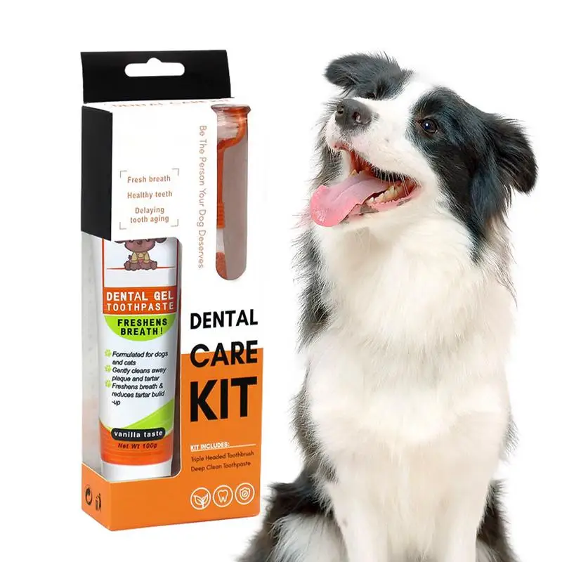 Четки за зъби и паста за зъби за кучета Refresh Breath Kit за големи, малки и средни кучета, котки, пет доставки, трайни аксесоари за кучета