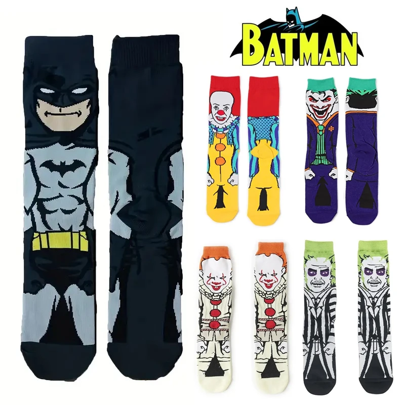Чорапи с шарени аниме с Бэтменом, забавни мъжки чорапи с принтом, новост, Sokken, хип-хоп, унисекс, спортни мини чорапи за скейтборд