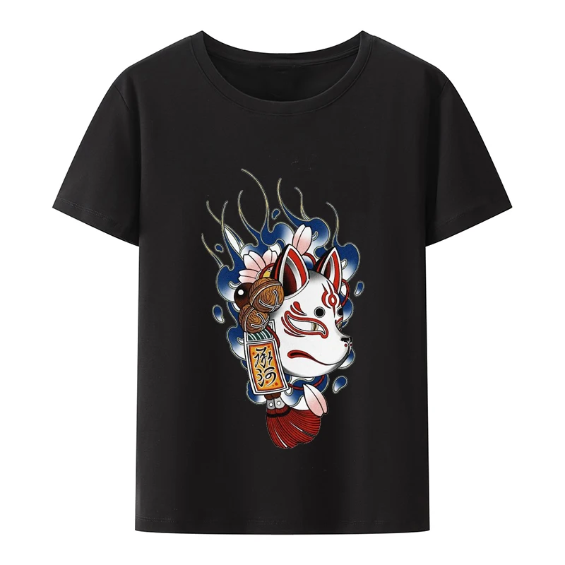 Японската тениска с Драматичен Принтом Лице Genki Котка От Модала С Кръгло деколте И Къс ръкав, Дишаща Удобна Тениска